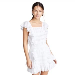 Loveshackfancy white eyelet ruffle mini dress